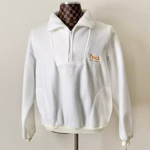 Vtg Pinch Scotch Fleece Pullover Large White Deadstock Jacket Made In USA MVP - Picture 2 of 8